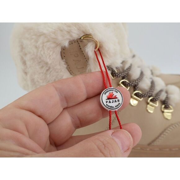 Pajar Chalet Women's Lace Up Sneaker Boot Sand Tan Waterproof Faux Fur Women 7.5 - Picture 4 of 11